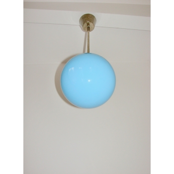 Lampa wisząca z mosiądzu niklowanego i szkła